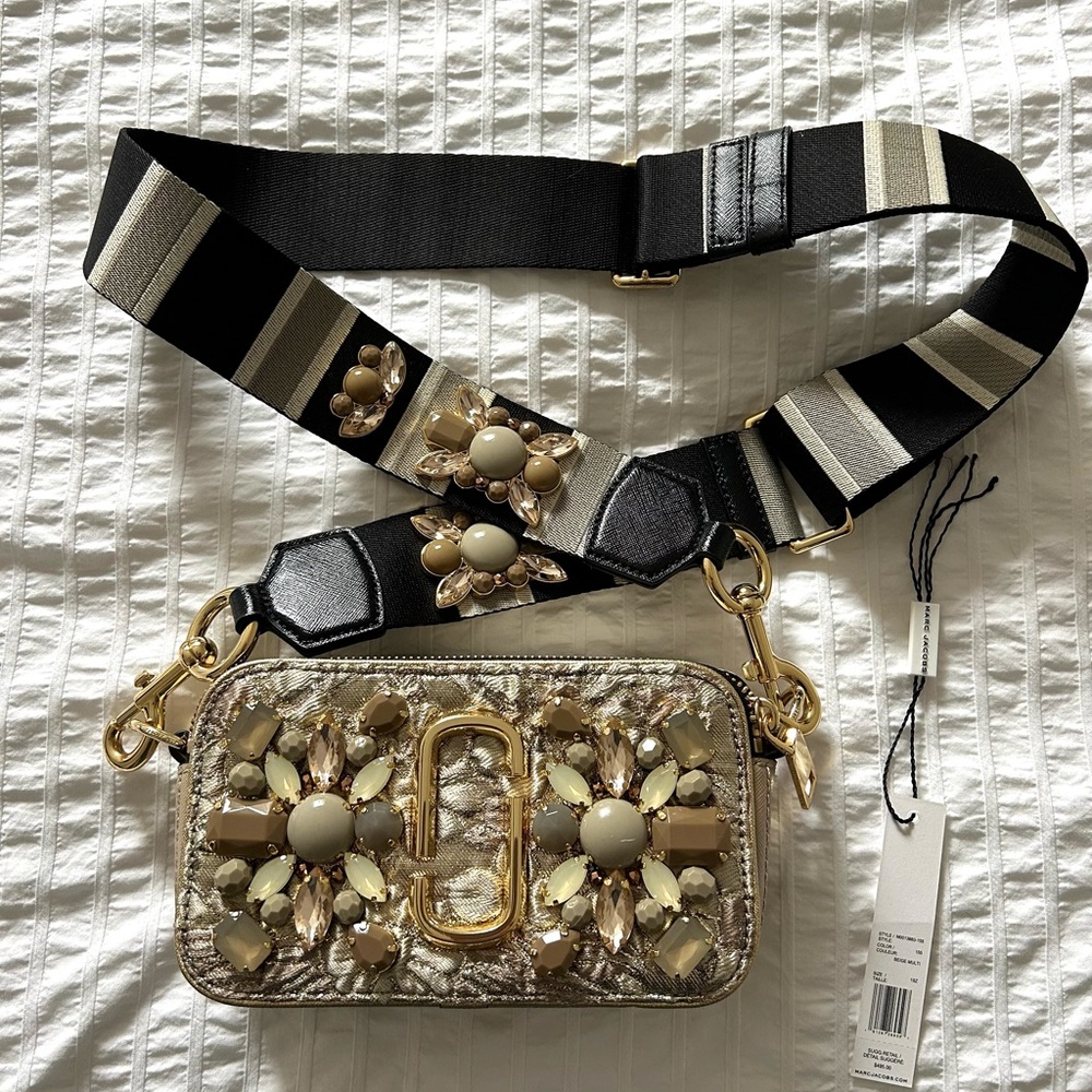 Marc Jacobs Snapshot Bag- Gold and Black Embellished Crossbody Bag